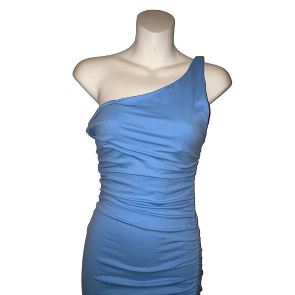 NWT Susana Monaco - One Arm Gathered Dress in Cobalt small ($218) - Picture 4 of 11